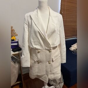 10 Crosby Derek Lam White Blazer with Gold Buttons